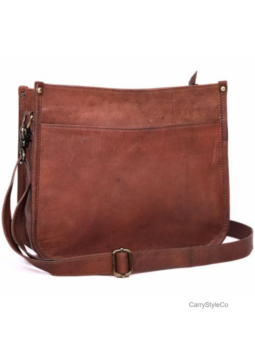 Genuine Leather Crossbody Purse for Women, Medium Satchel Bag with Zipper